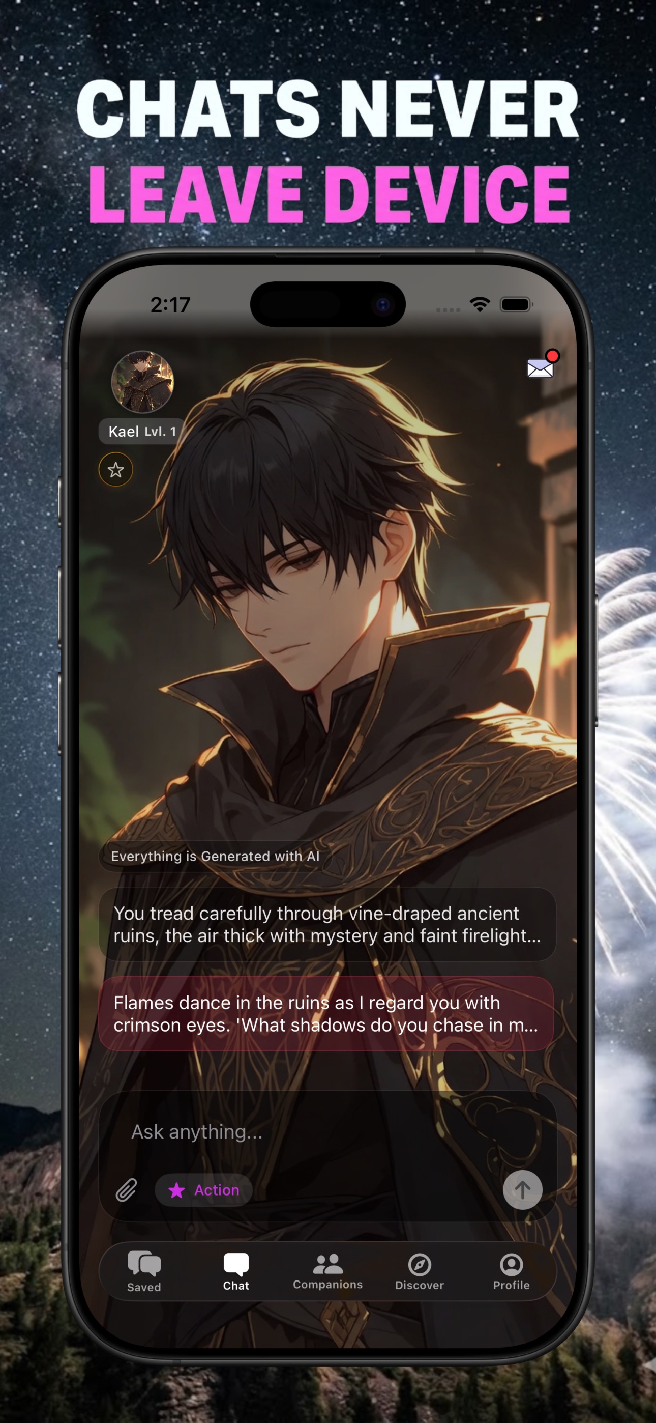 AI roleplay conversation with a fantasy character